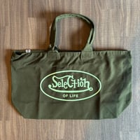 Selection of life. OVAL LOGO Zip Tote bag OLIVE