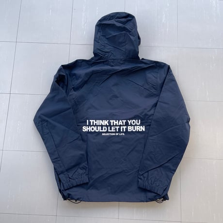 Selection of life. BURN LOGO Anorak Jacket NAVY