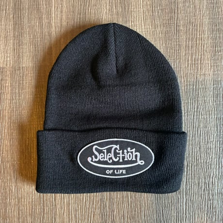 Selection of life. OVAL LOGO Beanie BLACK×WHITE