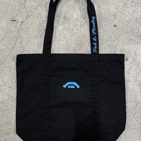 Selection of life. Reflector Tote Bag Black×Light Blue