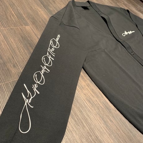 Selection of life. Cursive Cotton Cardigan BLACK