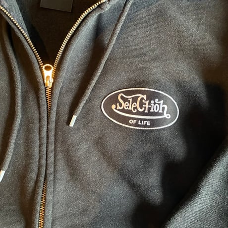 Selection of life. OVAL LOGO Zip Hoodie FADE BLACK×WHITE