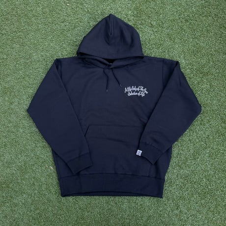 Selection of life. Cursive Embroidery LOGO Hoodie BLACK