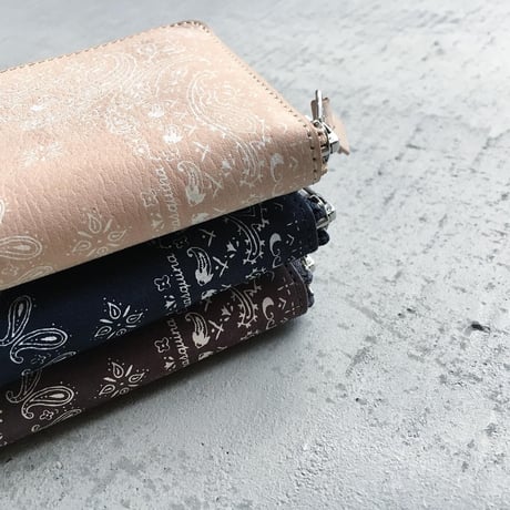 NUBUCK SUEDE ZIP WALLET PAISLEY