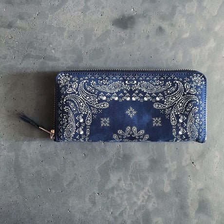 NUBUCK SUEDE ZIP WALLET PAISLEY