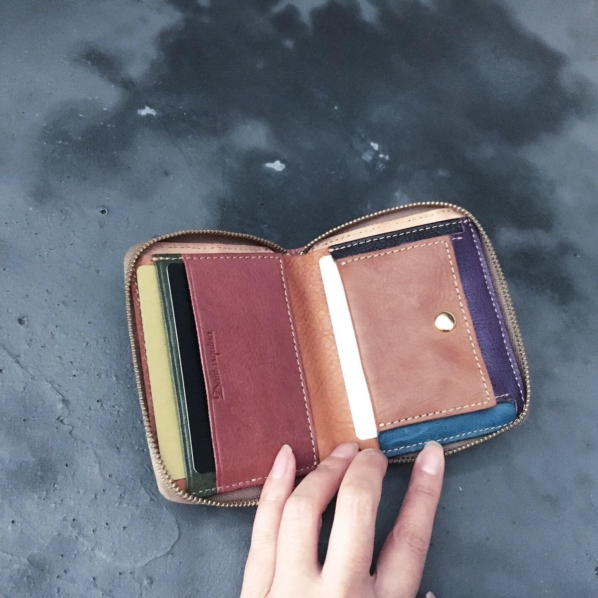 BLOCK PATCHWORK ZIP MINI WALLET | Damasquina S