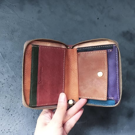 BLOCK PATCHWORK ZIP MINI WALLET