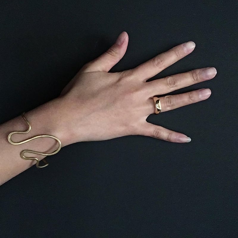 BRASS SIGNET RING MOON | Damasquina Store