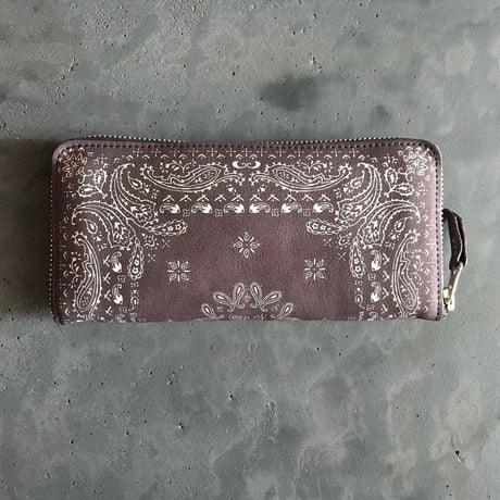 NUBUCK SUEDE ZIP WALLET PAISLEY