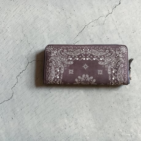 NUBUCK SUEDE ZIP WALLET PAISLEY