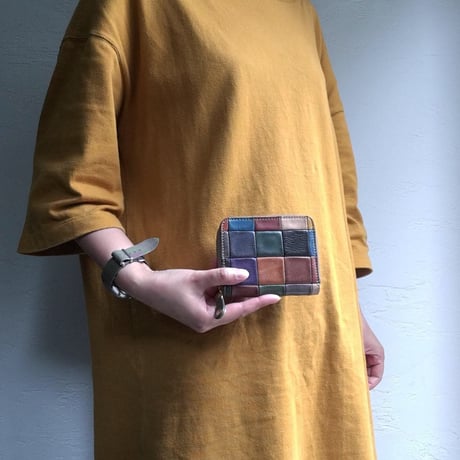 BLOCK PATCHWORK ZIP MINI WALLET
