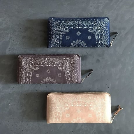 NUBUCK SUEDE ZIP WALLET PAISLEY
