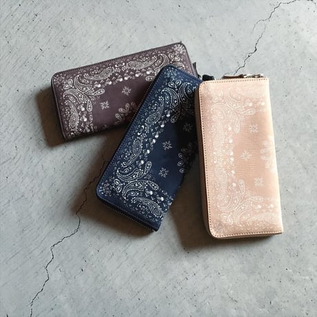 NUBUCK SUEDE ZIP WALLET PAISLEY