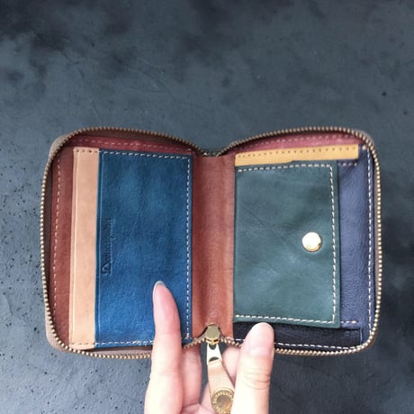 BLOCK PATCHWORK ZIP MINI WALLET