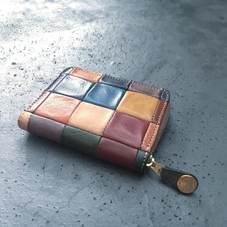 BLOCK PATCHWORK ZIP MINI WALLET