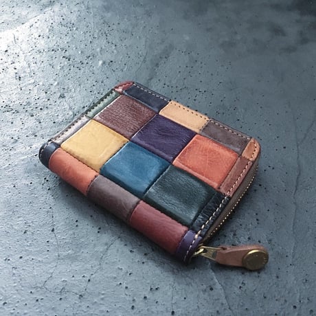 BLOCK PATCHWORK ZIP MINI WALLET