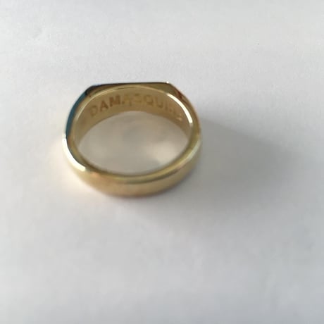 BRASS SIGNET SQUARE RING QUEEN