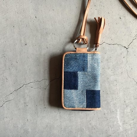 505 USED DENIM PATCHWORK NECK WALLET