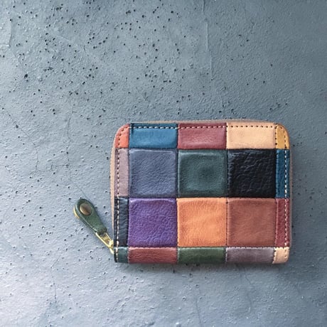BLOCK PATCHWORK ZIP MINI WALLET