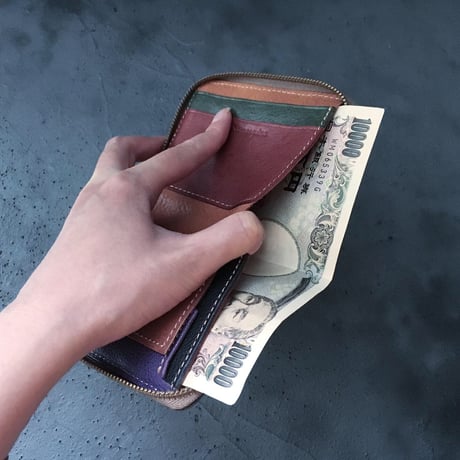 BLOCK PATCHWORK ZIP MINI WALLET