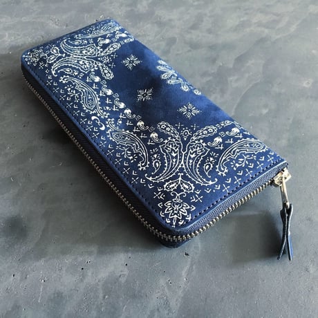 NUBUCK SUEDE ZIP WALLET PAISLEY