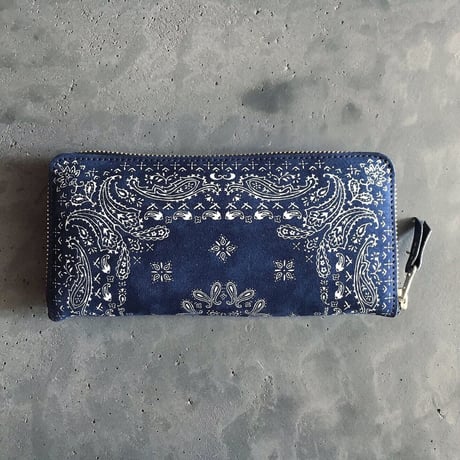 NUBUCK SUEDE ZIP WALLET PAISLEY