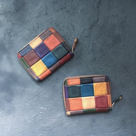 BLOCK PATCHWORK ZIP MINI WALLET