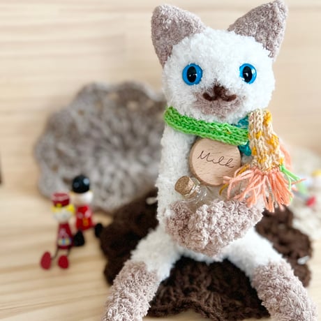 シャム猫さん（with friend）のあみぐるみ シャム猫＊手乗りサイズ☆あみぐるみ☆受注製作品 あみぐるみ