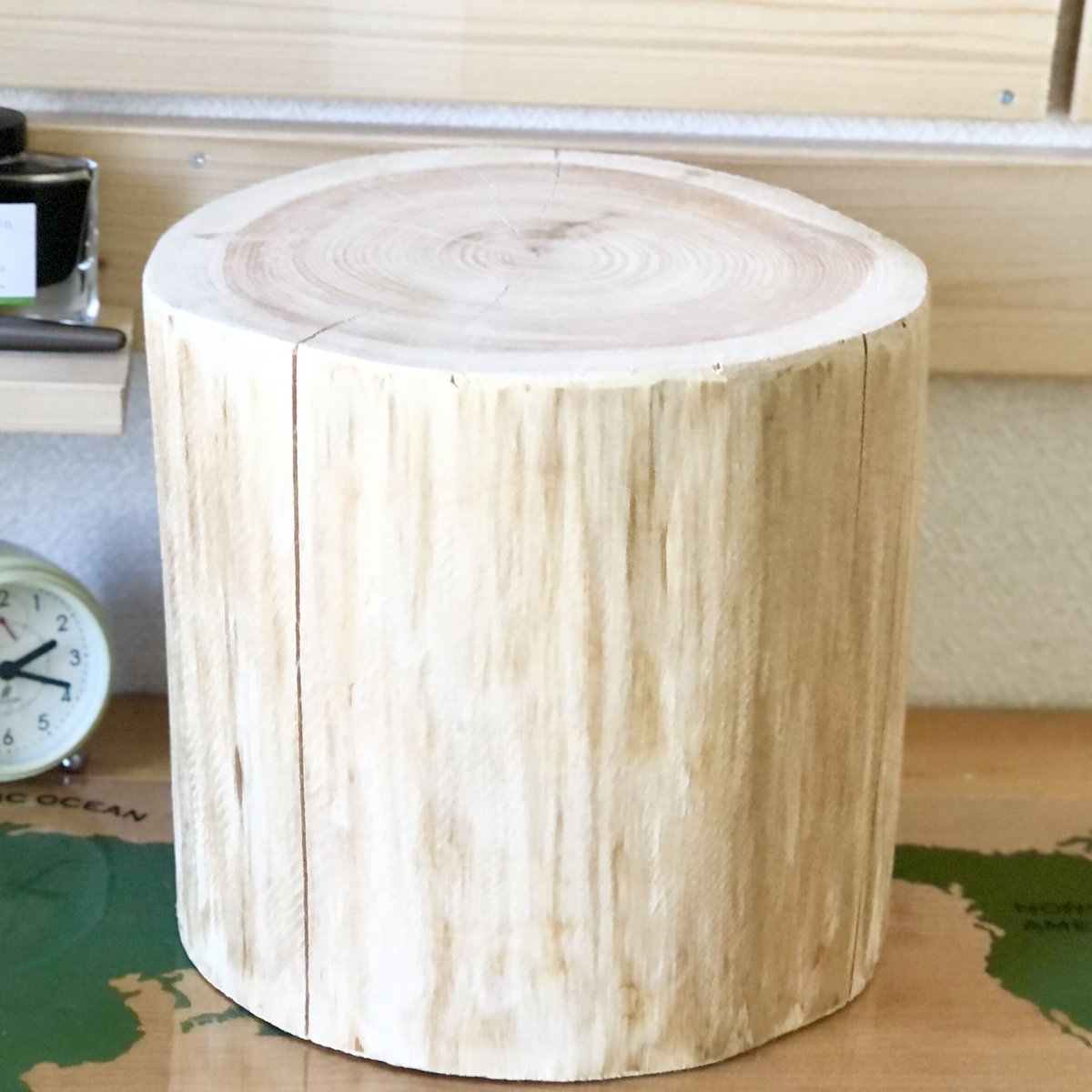 ヒノキの丸太【Sサイズ】f 直径25cm×高さ25cm ※サンディングペーパー2