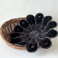 *試作室*【直径50cm】お花のにゃんずラグ【BLACK】お昼寝ラグマット