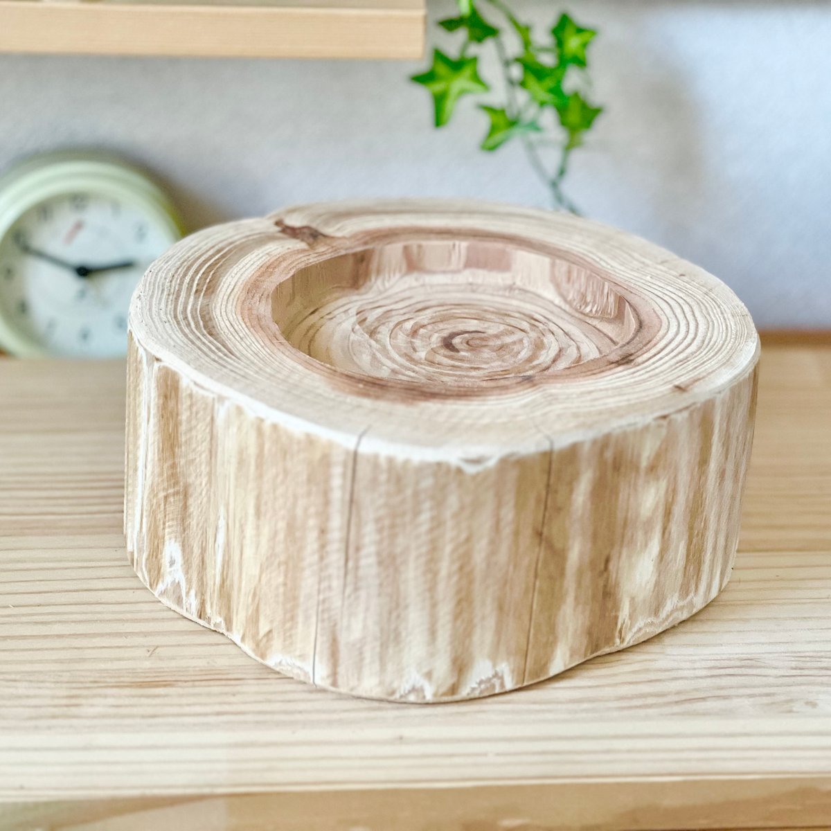 杉の丸太【Sサイズ】t 直径20cm×高さ9cm くぼみ径12cm | はちもも雑貨店