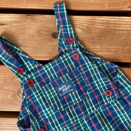 80cm USA OshKosh Plaid Shortalls
