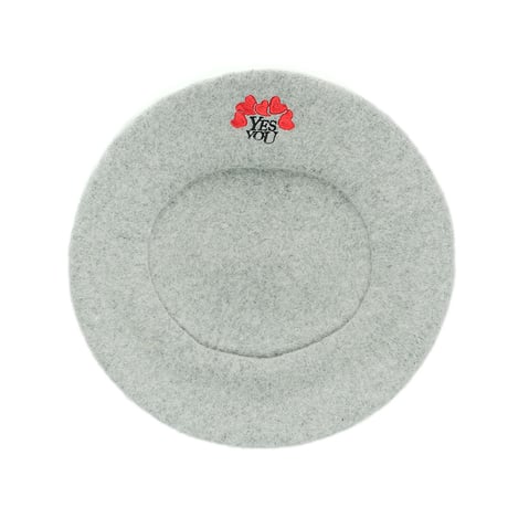 HEARTS LOGO EMBROIDERED BERET (GREY)