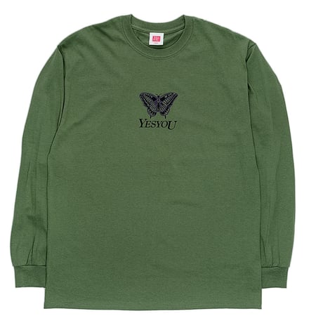 BUTTERFLY LS TEE (MIL GREEN)