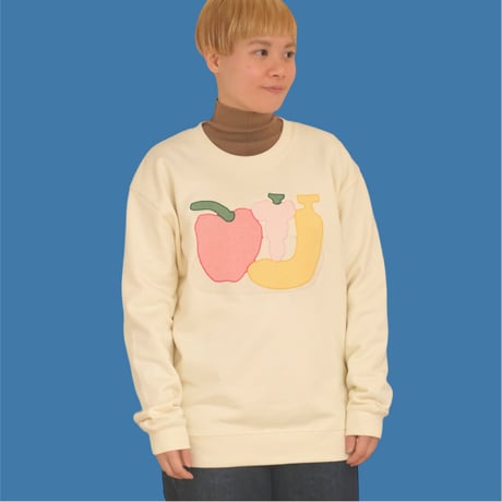 Donchi《Applegrapebanana》刺繍スウェット（ナチュラル）