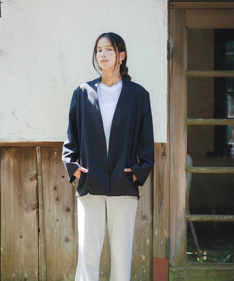 collarless jacket