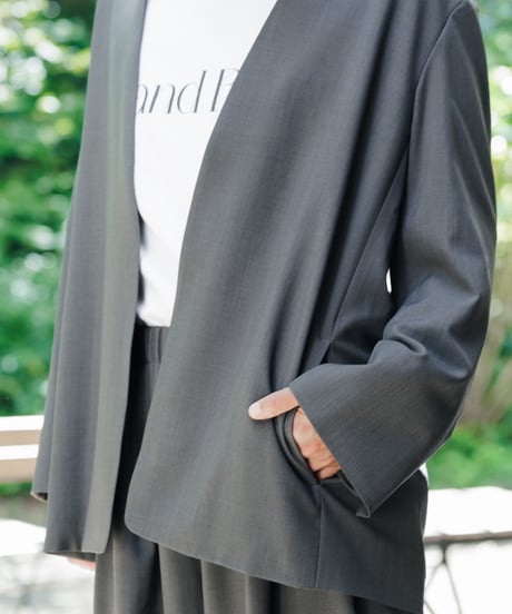 collarless jacket