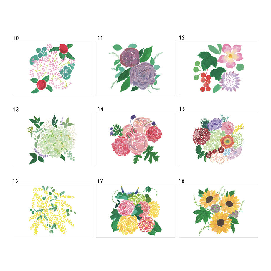 花もようⅡ お花のポストカード 18枚セット | 竹永絵里 ONLINE shop