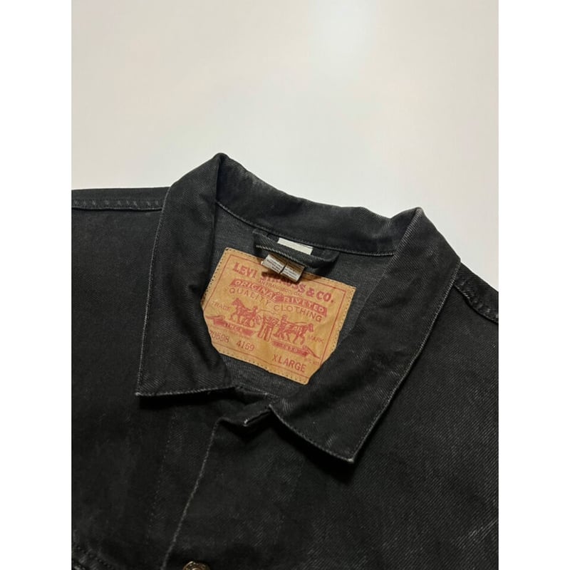 90s Levi's 70598-4159 BLACK DENIM JACKET Size X...