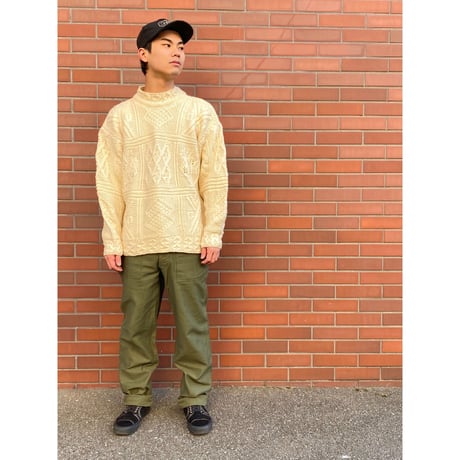 80s COUNTRY CLUB MOCK NECK FISHERMAN KNIT MADE IN IRELAND 🇮🇪 Size XL程