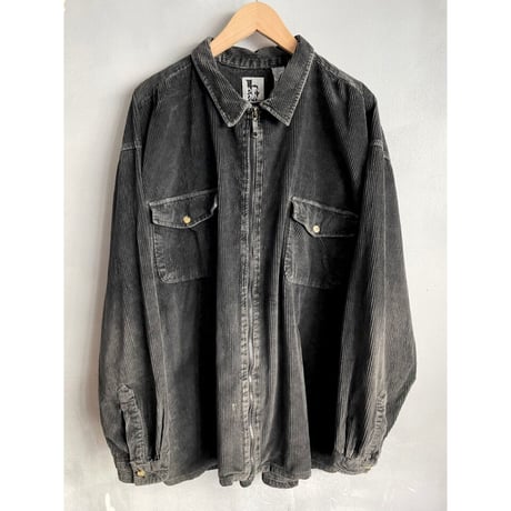 90s BON HOMME FULLZIP BLACK CORDUROY SHIRT Size XL