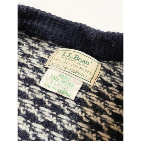 80s L.L.Bean "BIRDS EYE" WOOL KNIT MADE IN NORWAY 🇳🇴 Size XL-TALL