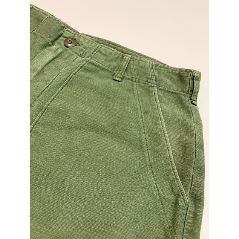70s US ARMY OG-107 COTTON SATEEN BAKER PANTS Si