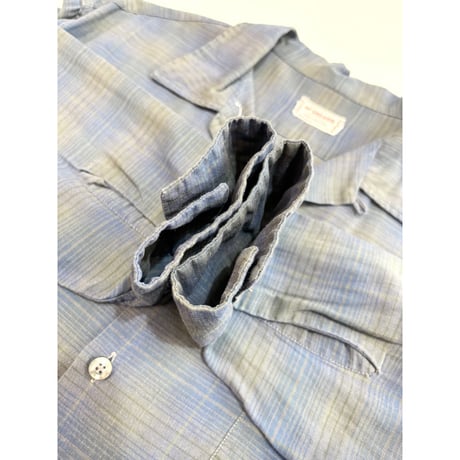 60s McGREGOR "OMBRE CHECK" OPEN COLLAR SHIRT MADE IN USA 🇺🇸 Size L