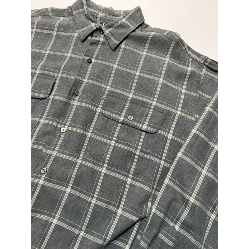 人気 90s ラルフローレン BENFORD ネルシャツ ブラック グレー XL 好配色 90s ラルフローレン BENFORD ネルシャツ ブラック グレー
