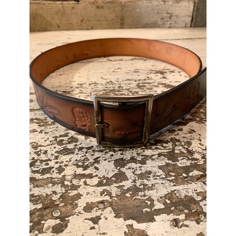 70s "DEADSTOCK" ZIGZAG MARIJUANA LEATHER BELT MADE IN USA 🇺🇸  SIZE  40