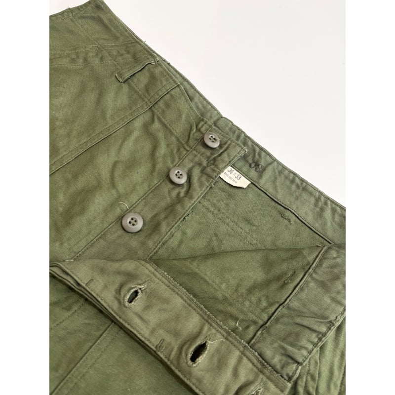 60s US ARMY OG-107 COTTON SATEEN BAKER PANTS Si