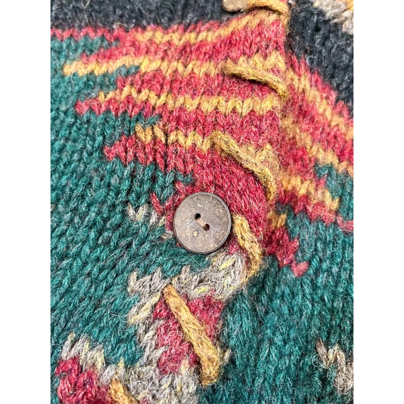 【c49】Woolrichウールリッチ90sショールカラーネイティブ柄セーター c49】Woolrichウールリッチ90sショールカラーネイティブ柄