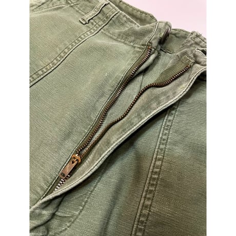 70s US ARMY OG-107 COTTON SATEEN BAKER PANTS Size W34L31→W34L29