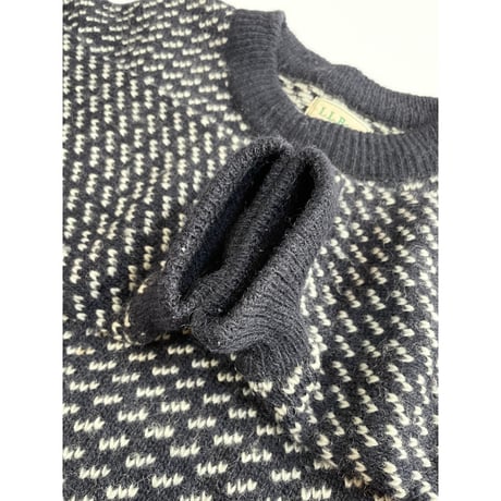 80s L.L.Bean "BIRDS EYE" WOOL KNIT MADE IN NORWAY 🇳🇴 Size L